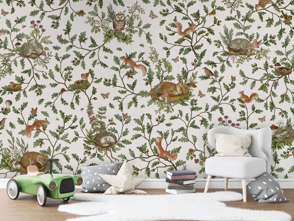 Playful Woods - White styled in a room