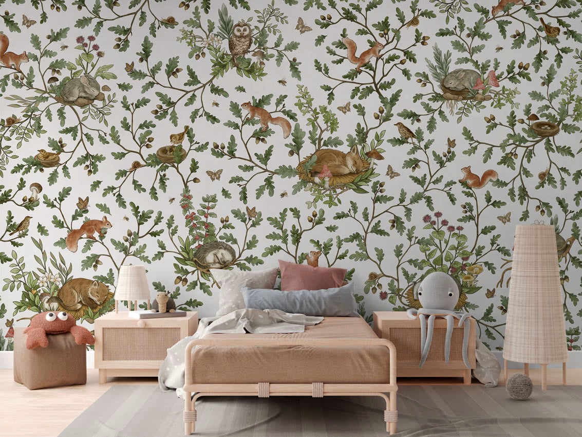 Playful Woods - White styled in a room