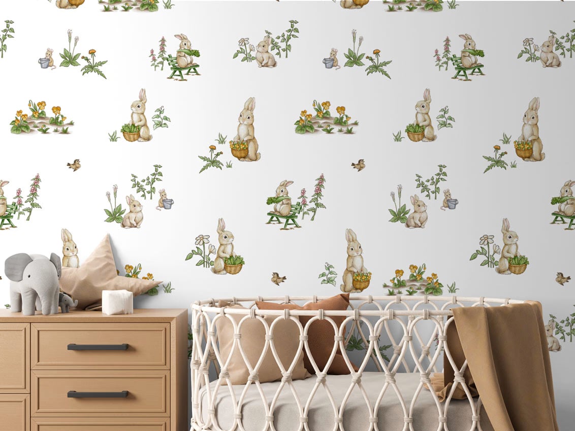 Rabbit Family styled in a room
