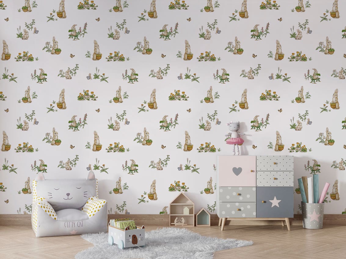Rabbit Family styled in a room