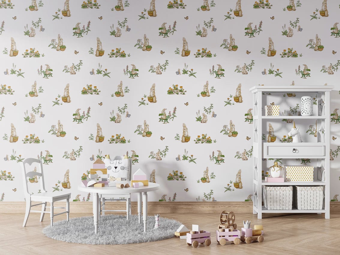 Rabbit Family styled in a room