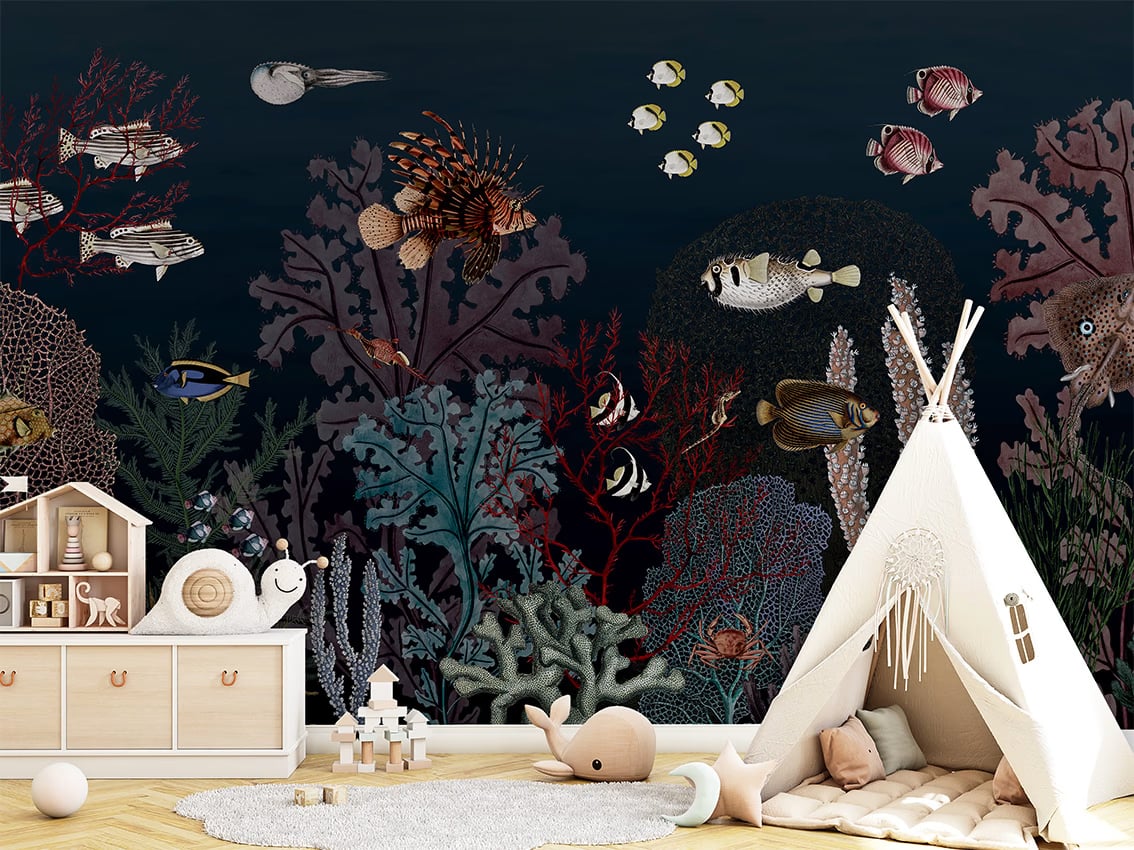 Roaring Reef - Blue styled in a room