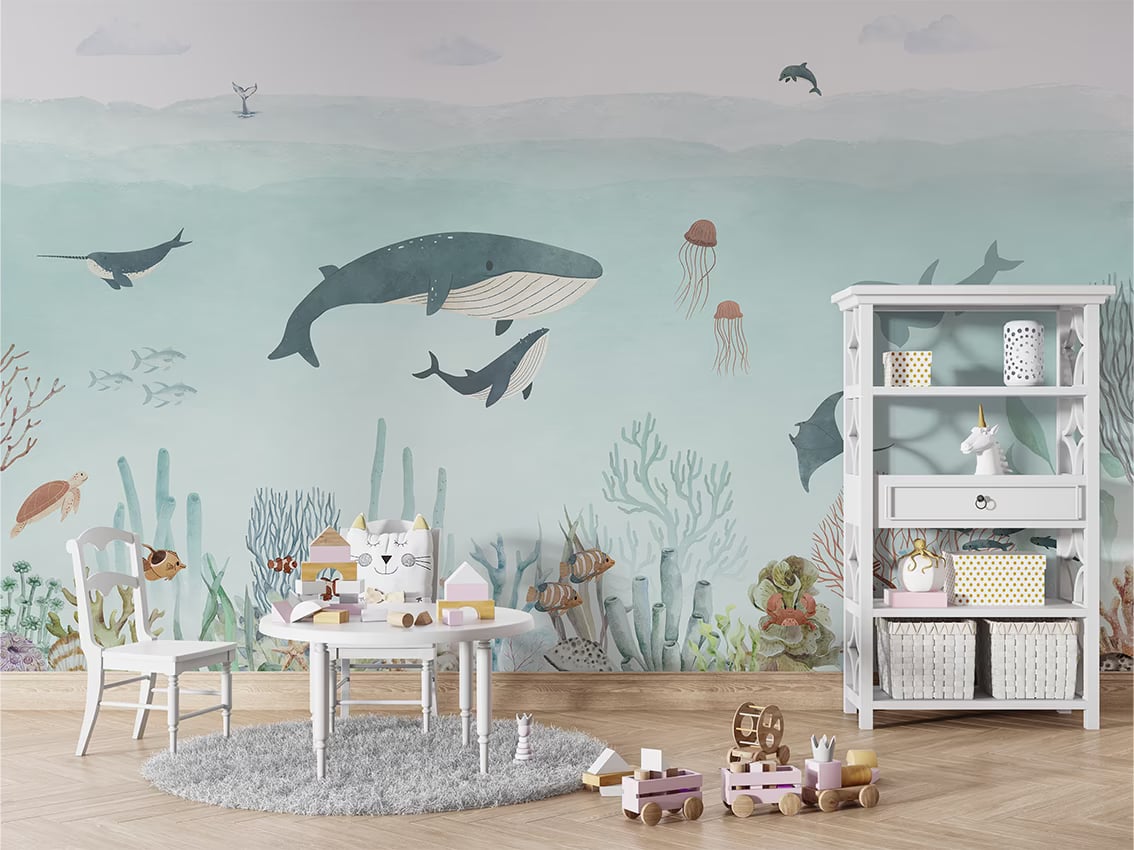 Sensational Sea - Blue styled in a room