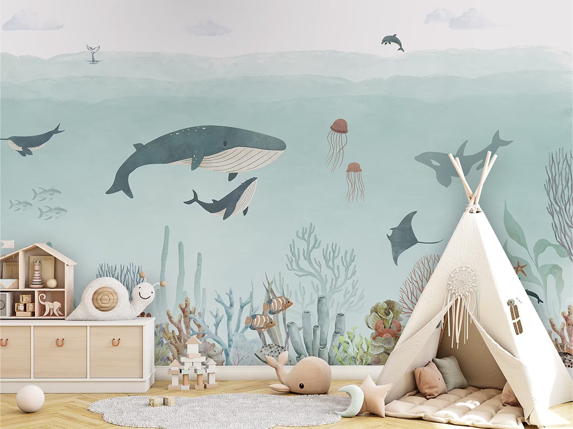 Sensational Sea - Blue styled in a room