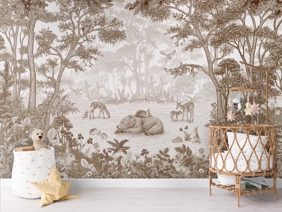 Sleepy Bear - Sepia styled in a room