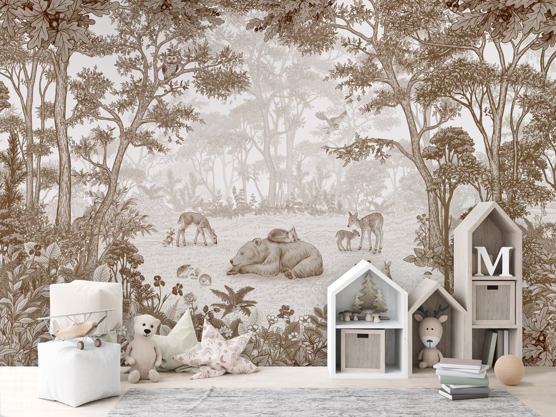 Sleepy Bear - Sepia styled in a room