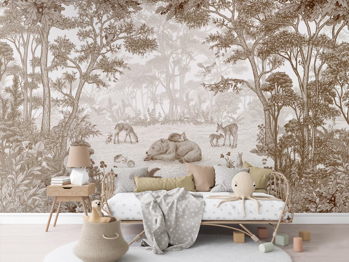 Sleepy Bear - Sepia styled in a room