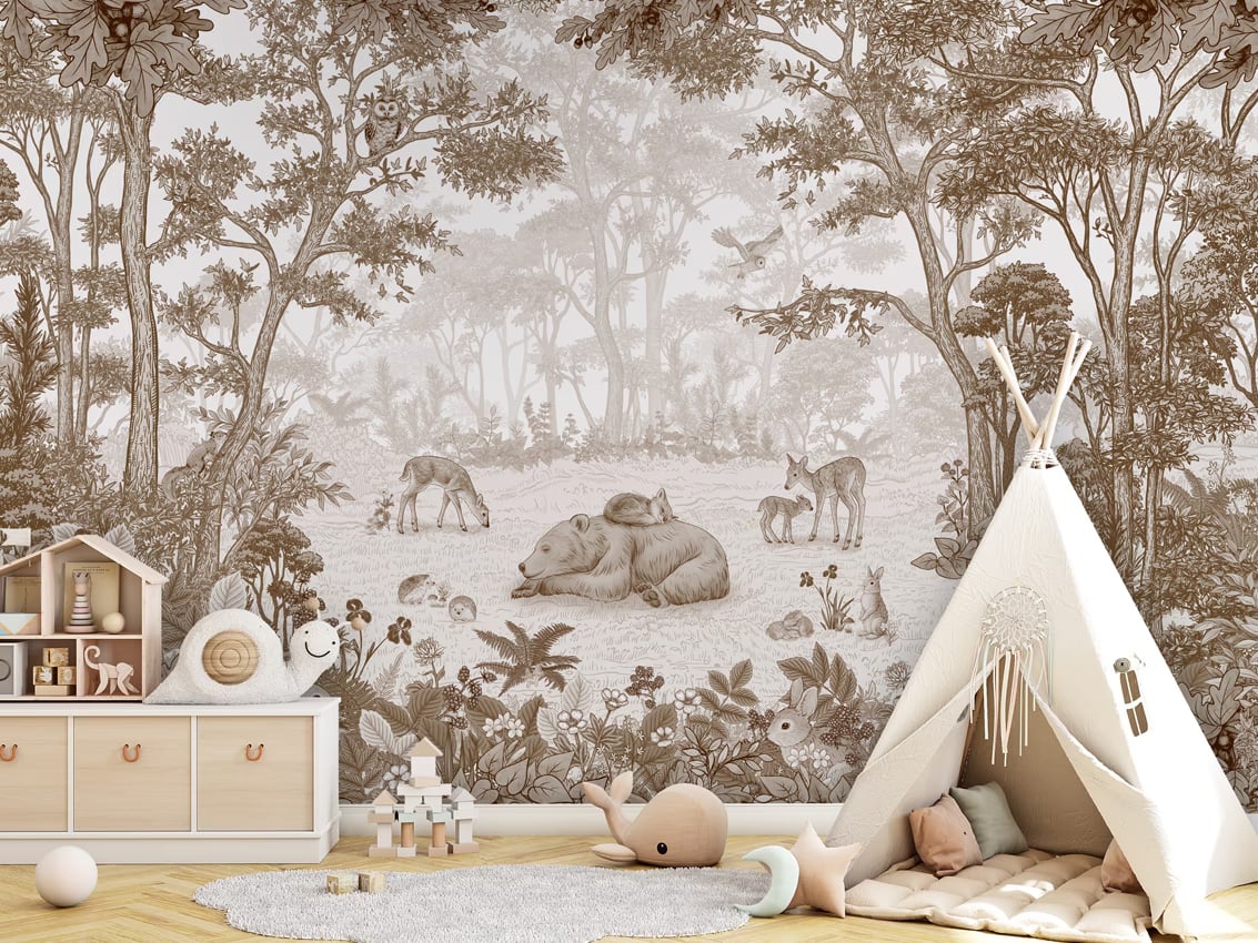 Sleepy Bear - Sepia styled in a room