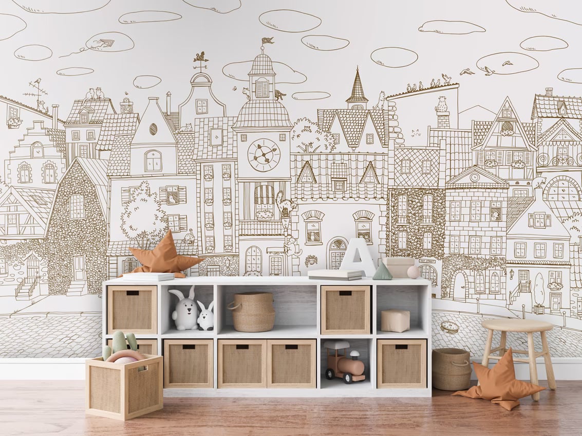 Village Cats - Sepia lines styled in a room