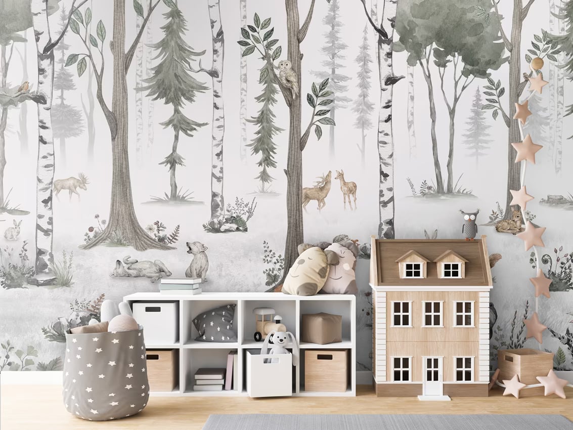 White Woodland styled in a room