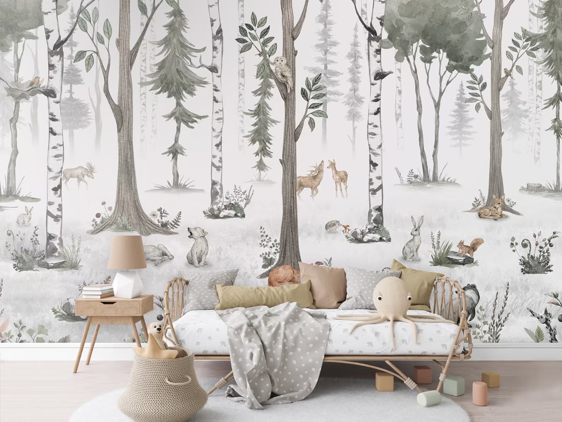 White Woodland styled in a room
