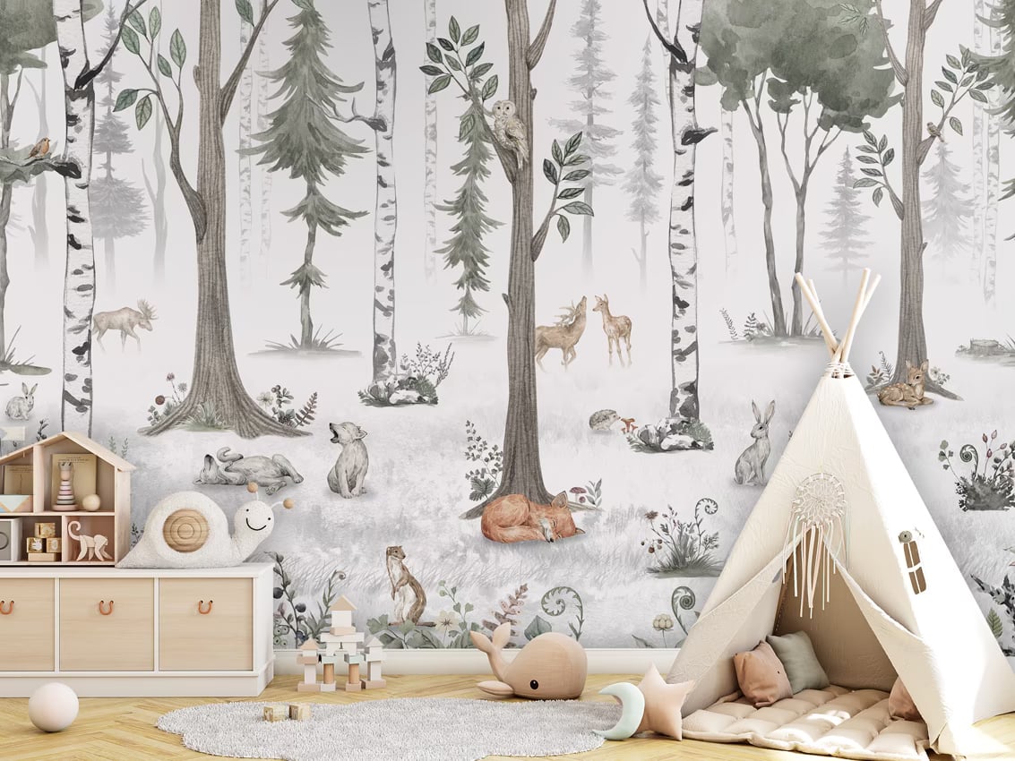 White Woodland styled in a room