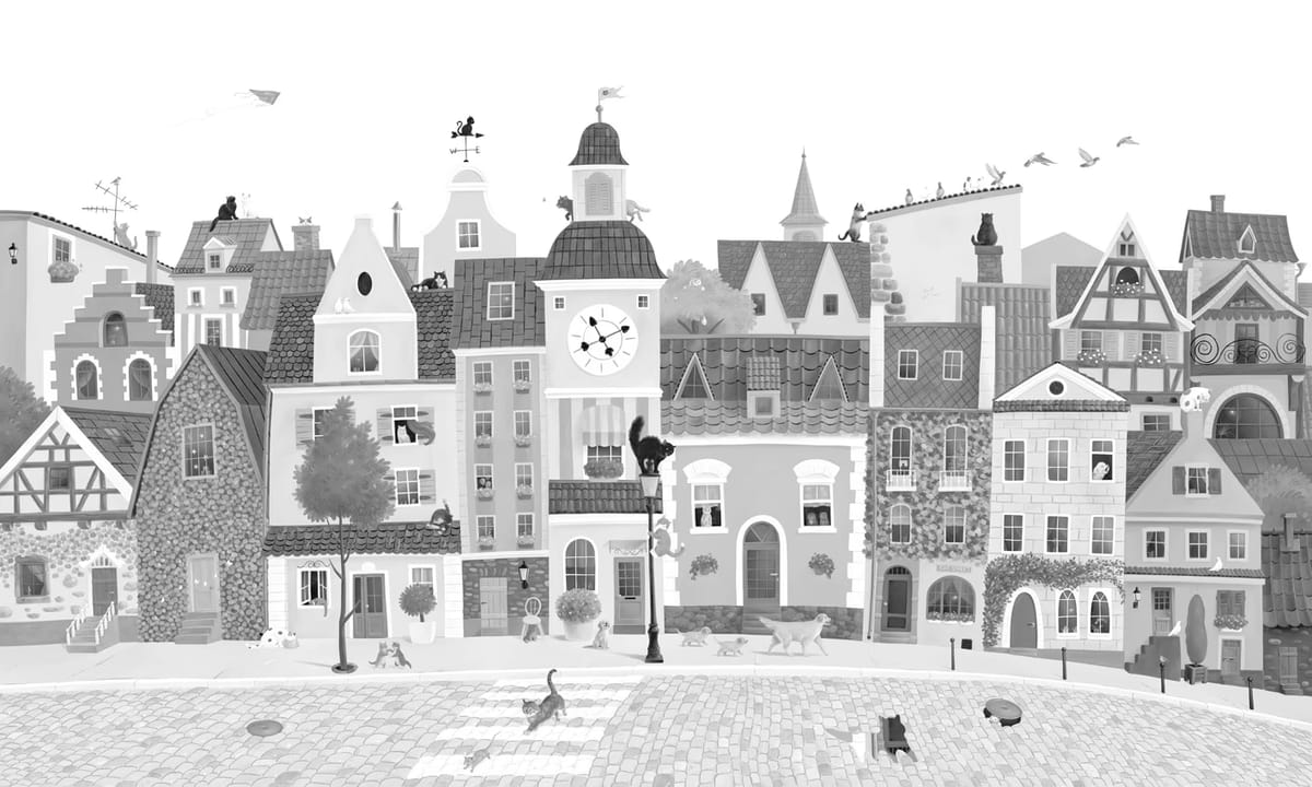 Village Cats - Black-White
